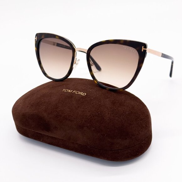 NEW TOM FORD SIMONA TF717 52F WOMEN CAT EYE SUNGLASSES FT0717/S HAVANA BROWN - Picture 1 of 9